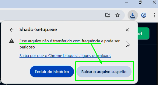 Permitindo o download no Chrome